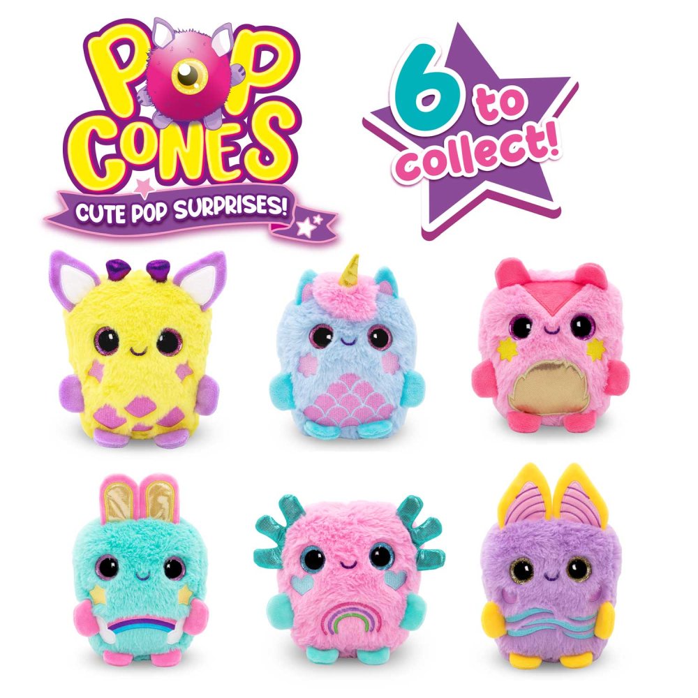 Jucarie de colectie Pop Cones animalute din plus 15 cm cu surpriza in cutia de Popcorn diverse modele