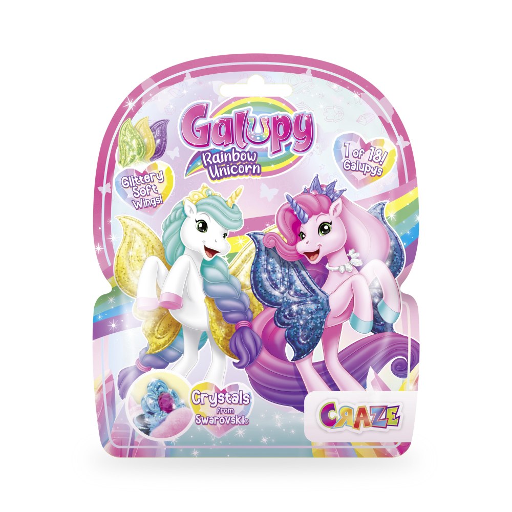 GALUPY FIGURINA UNICORN CURCUBEU CU ARIPI SCLIPITOARE SI COROANA DECORATA CU UN CRISTAL SWAROVSKI - CRAZE (CRZ69578)
