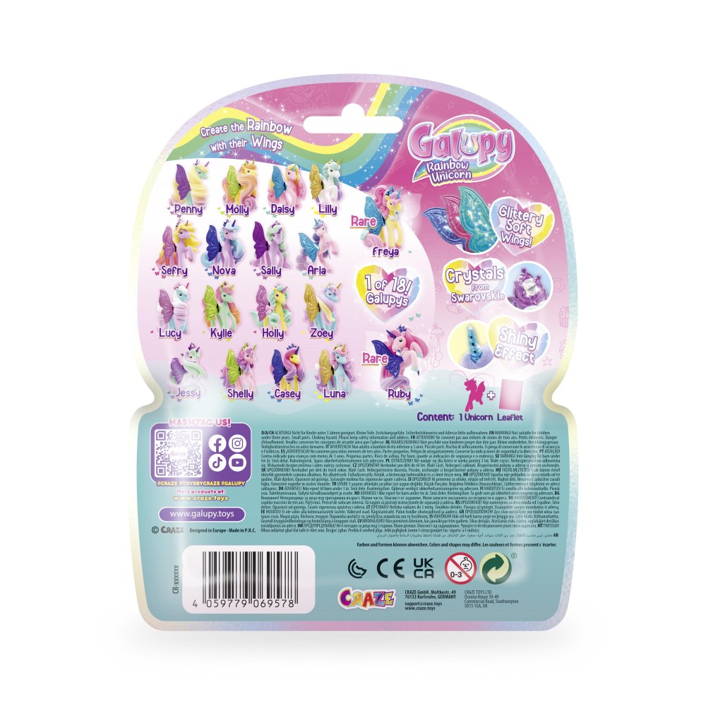 GALUPY FIGURINA UNICORN CURCUBEU CU ARIPI SCLIPITOARE SI COROANA DECORATA CU UN CRISTAL SWAROVSKI - CRAZE (CRZ69578)