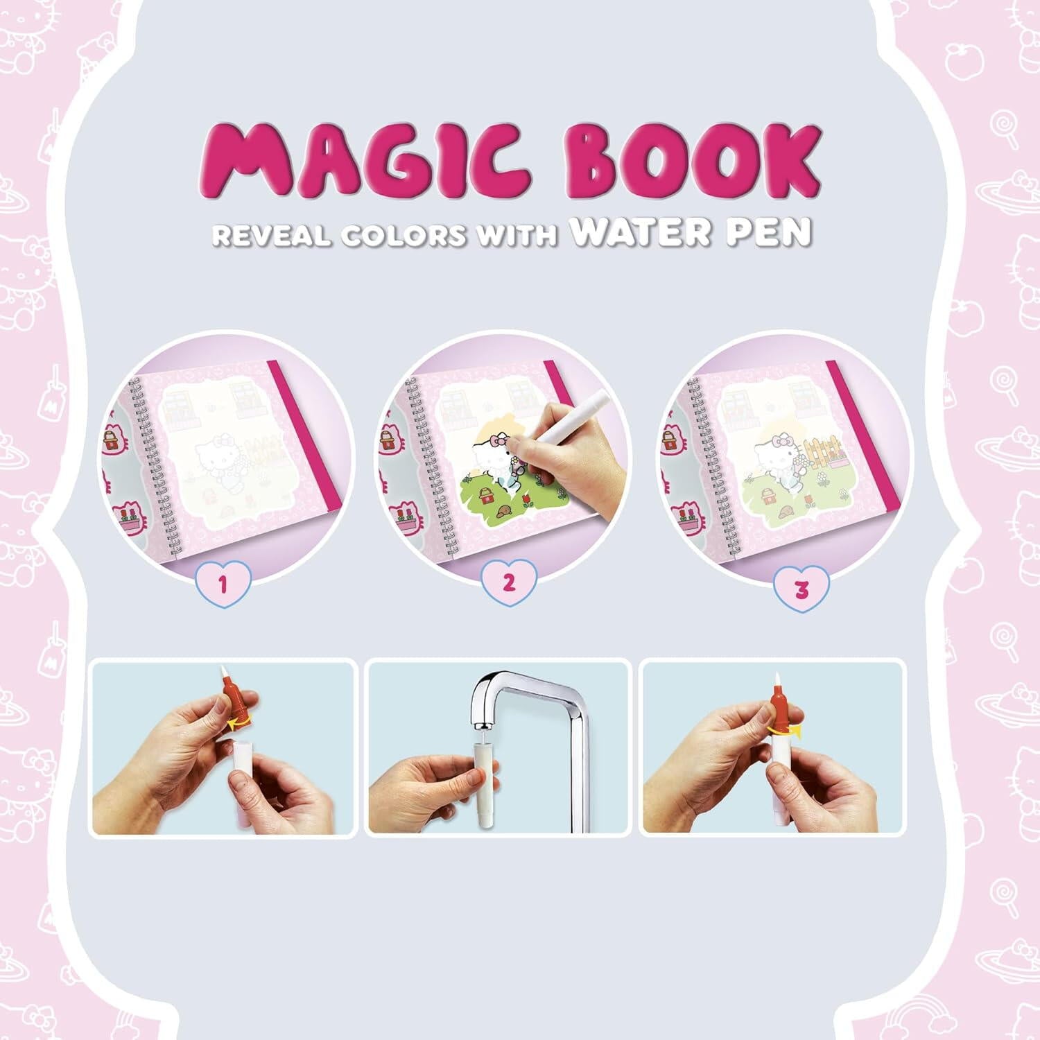 WATERBOOK: CARTE DE COLORAT CU APA - HELLO KITTY - LISCIANI (L13263)
