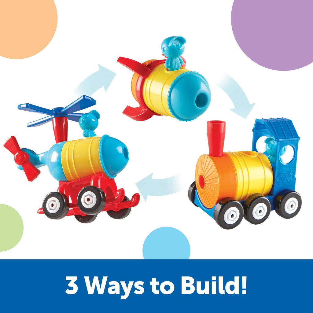 HAI SA CONSTRUIM - 1-2-3 RACHETA -TREN - ELICOPTER - LEARNING RESOURCES (LER2859)