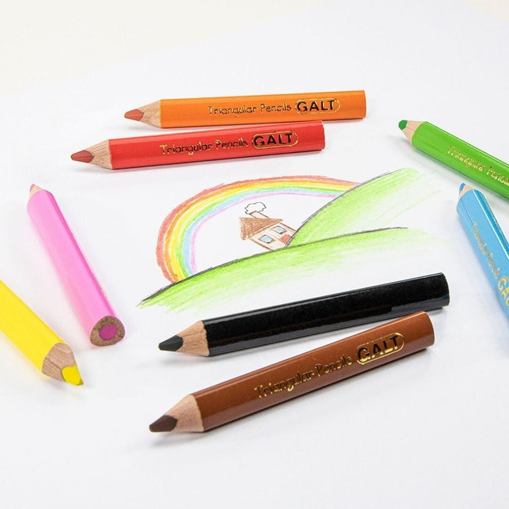 SET OF 8 TRIANGULAR COLORED PENCILS - GALT (A3306G)