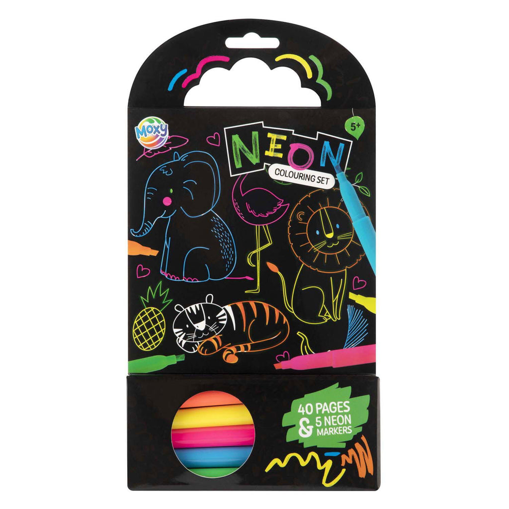 CARTE DE COLORAT CU CARIOCI NEON - ANIMALUTE - MOXY (150137-1)