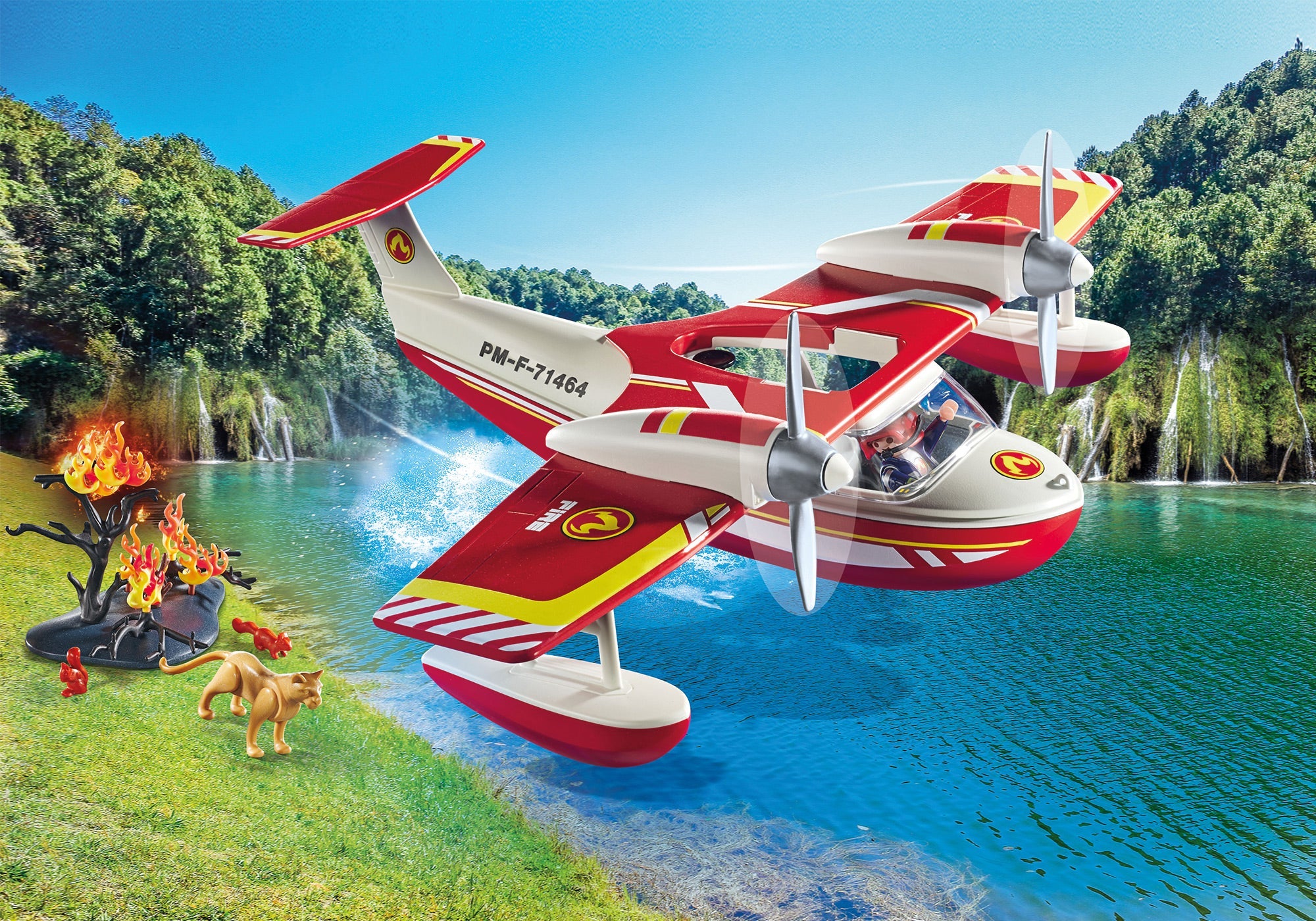 AVION ANTINCENDIU CU FUNCTIE DE STINGERE - PLAYMOBIL FIREBRIGADE (PM71463)