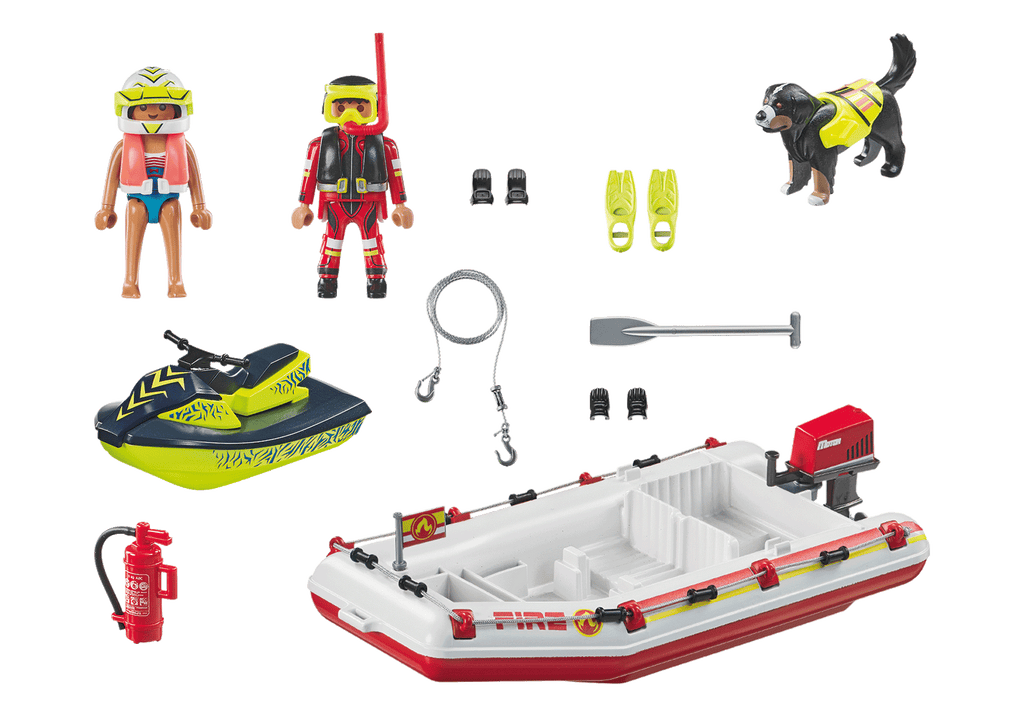 LIFEBOAT WITH WATER SCOOTER - PLAYMOBIL FIREBRIGADE (PM71464)