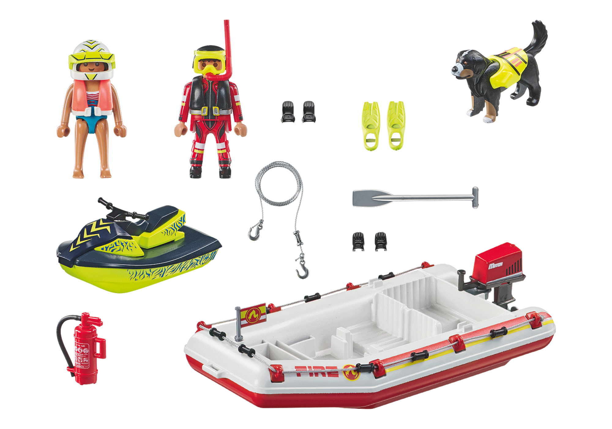 BARCA DE SALVARE CU SCUTER ACVATIC - PLAYMOBIL FIREBRIGADE (PM71464)