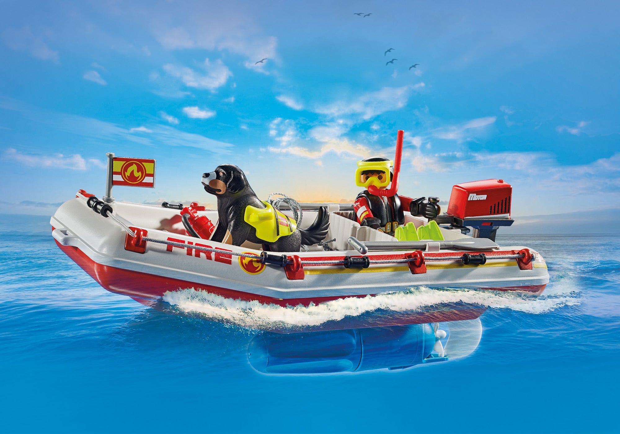 BARCA DE SALVARE CU SCUTER ACVATIC - PLAYMOBIL FIREBRIGADE (PM71464)