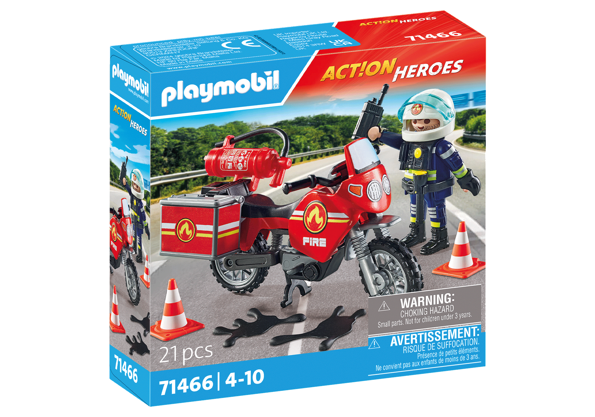 MOTOCICLETA DE POMPIERI LA LOCUL ACCIDENTULUI - PLAYMOBIL FIREBRIGADE (PM71466)