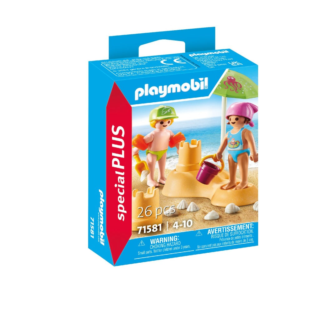 PLAYMOBIL - CHILDREN'S FIGURES WITH SAND CASTLE - PLAYMOBIL FIGURES (PM71581)