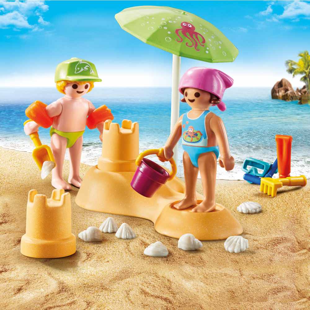 PLAYMOBIL - CHILDREN'S FIGURES WITH SAND CASTLE - PLAYMOBIL FIGURES (PM71581)