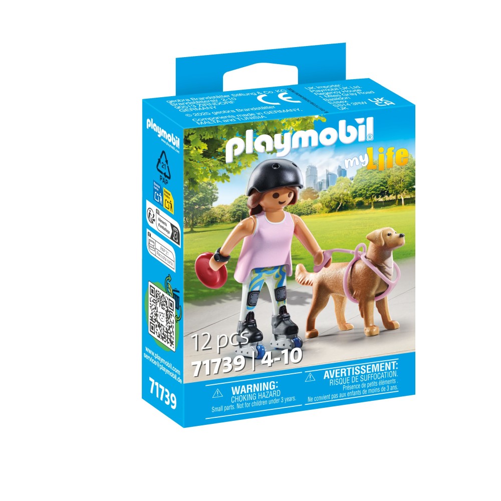 FIGURINA PATINATOARE CU ANIMALUT DE COLECTIE CAINE RETRIEVER - PLAYMOBIL MY LIFE  (PM71739)
