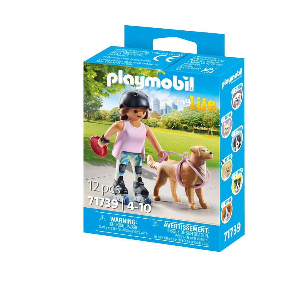 FIGURINA PATINATOARE CU ANIMALUT DE COLECTIE CAINE RETRIEVER - PLAYMOBIL MY LIFE  (PM71739)