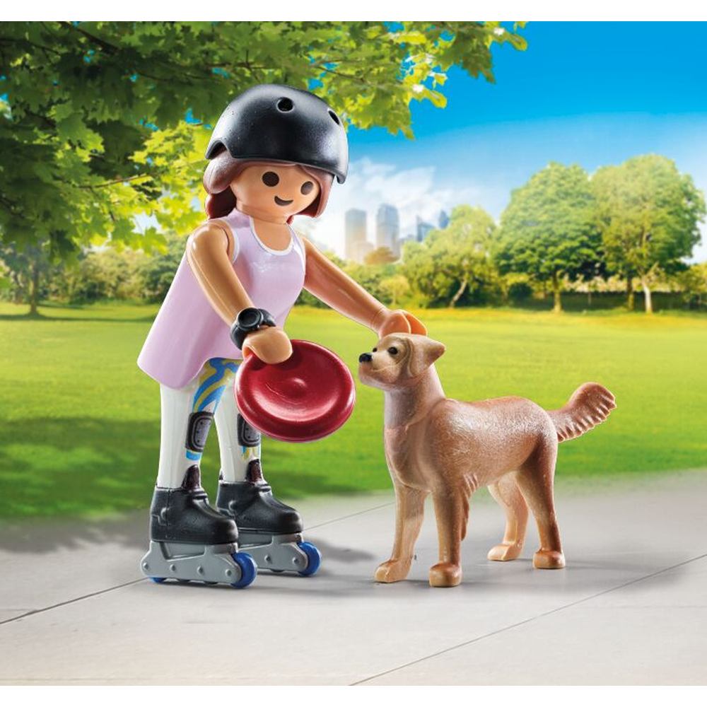 FIGURINA PATINATOARE CU ANIMALUT DE COLECTIE CAINE RETRIEVER - PLAYMOBIL MY LIFE  (PM71739)