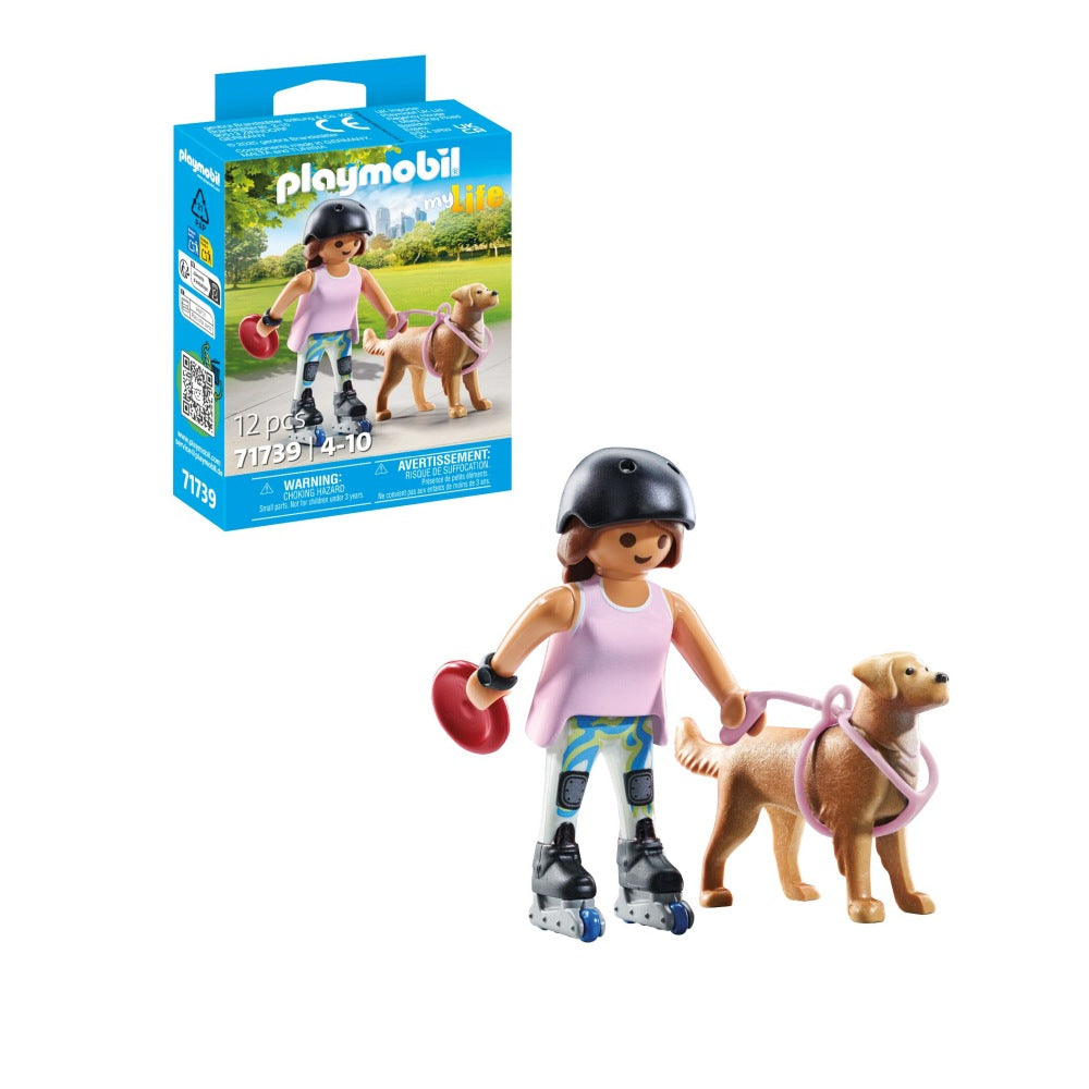 FIGURINA PATINATOARE CU ANIMALUT DE COLECTIE CAINE RETRIEVER - PLAYMOBIL MY LIFE  (PM71739)