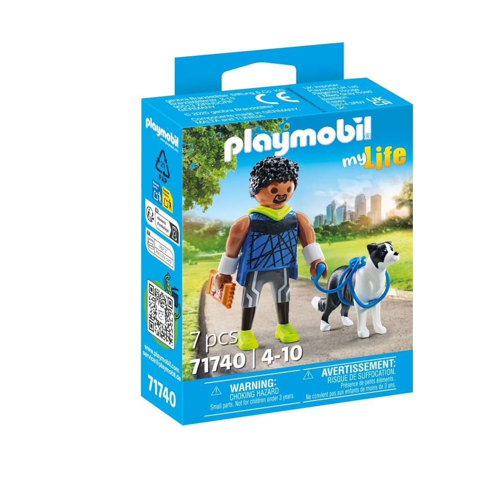 FIGURINA ALERGATOR CU ANIMALUT DE COLECTIE CAINE BORDER COLLIE - PLAYMOBIL MY LIFE  (PM71740)