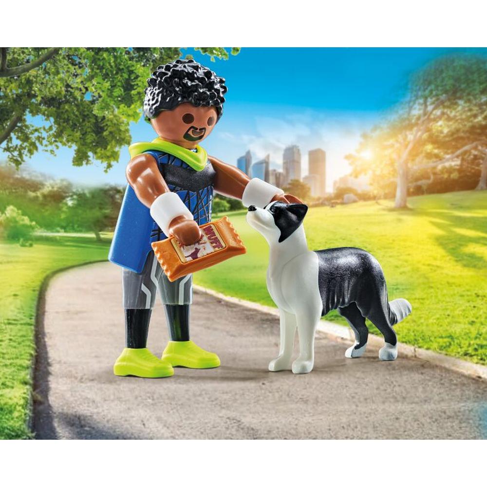 FIGURINA ALERGATOR CU ANIMALUT DE COLECTIE CAINE BORDER COLLIE - PLAYMOBIL MY LIFE  (PM71740)
