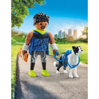 FIGURINA ALERGATOR CU ANIMALUT DE COLECTIE CAINE BORDER COLLIE - PLAYMOBIL MY LIFE  (PM71740)