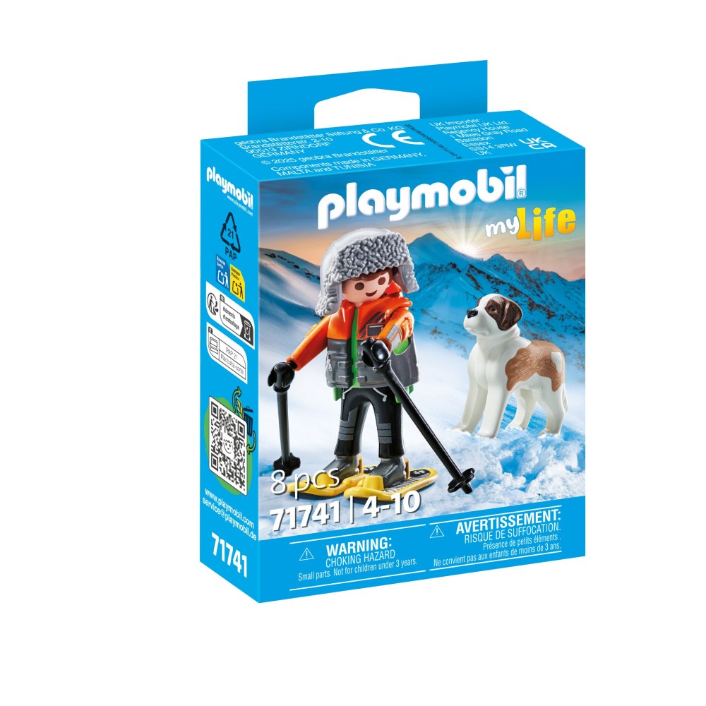 FIGURINA DRUMET CU ANIMALUT DE COLECTIE CAINE SAINT BERNARD - PLAYMOBIL MY LIFE  (PM71741)