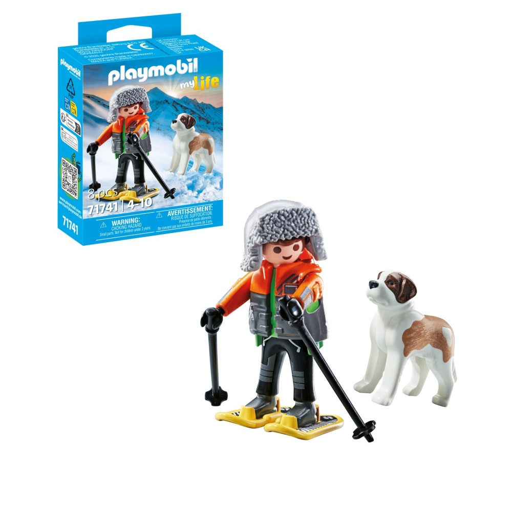 FIGURINA DRUMET CU ANIMALUT DE COLECTIE CAINE SAINT BERNARD - PLAYMOBIL MY LIFE  (PM71741)