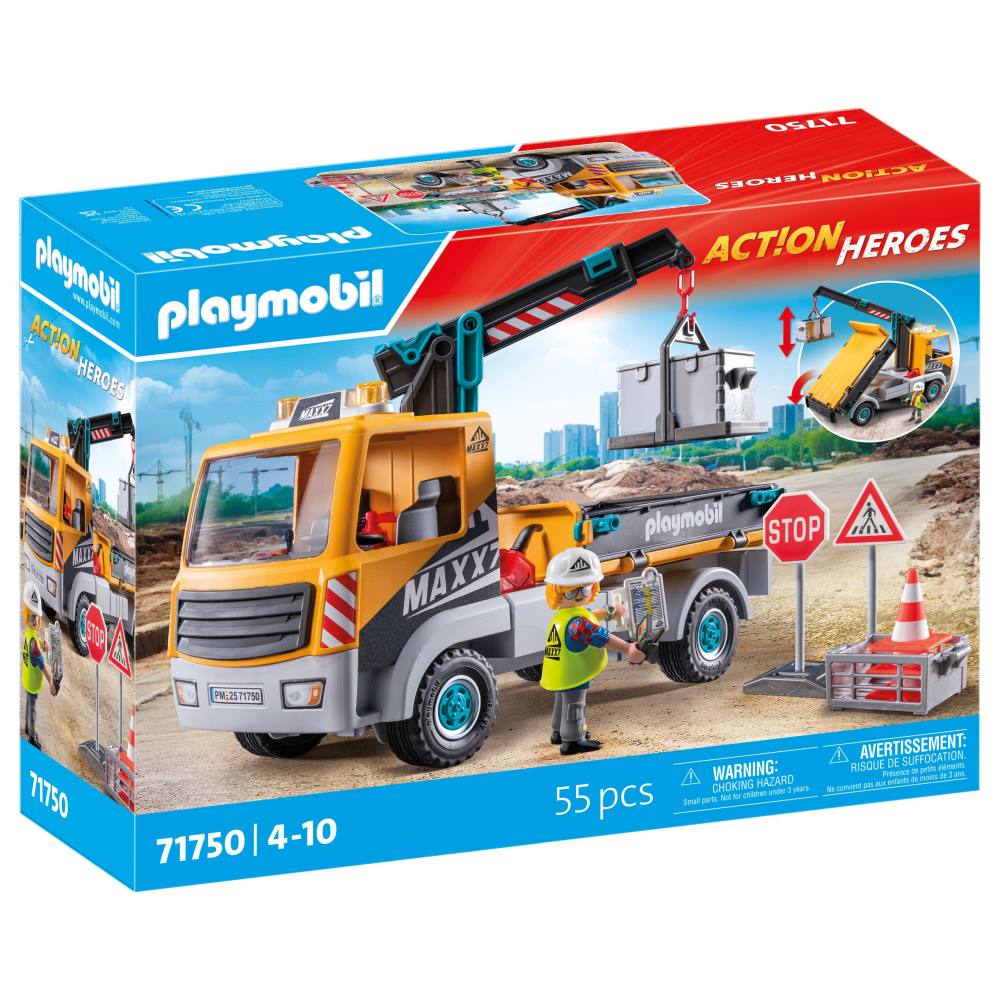 CAMION DE CONSTRUCTII CU MACARA PLAYMOBIL - PLAYMOBIL ACTION HEROES  (PM71750)