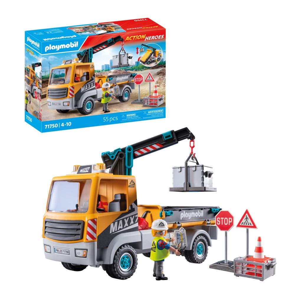 CAMION DE CONSTRUCTII CU MACARA PLAYMOBIL - PLAYMOBIL ACTION HEROES  (PM71750)