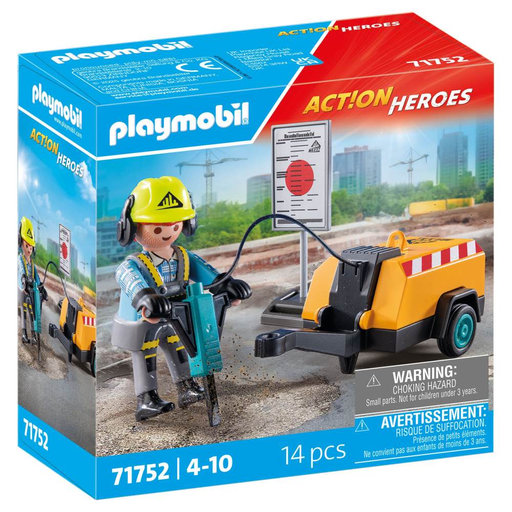 MUNCITOR CU CIOCAN DEMOLATOR PLAYMOBIL - PLAYMOBIL ACTION HEROES  (PM71752)