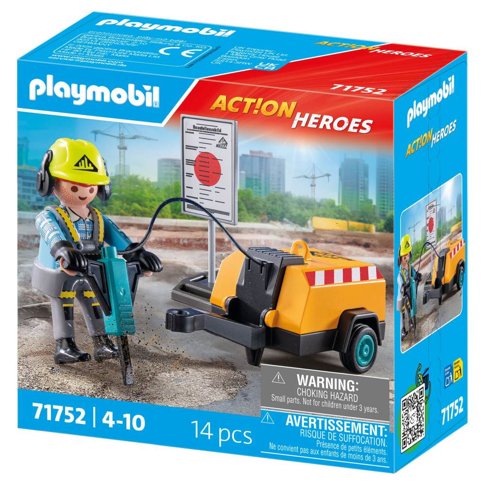 MUNCITOR CU CIOCAN DEMOLATOR PLAYMOBIL - PLAYMOBIL ACTION HEROES  (PM71752)