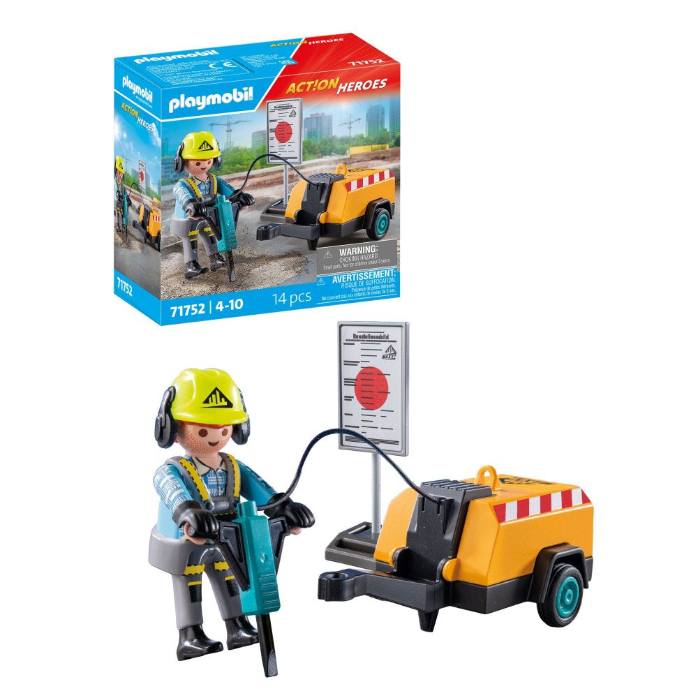MUNCITOR CU CIOCAN DEMOLATOR PLAYMOBIL - PLAYMOBIL ACTION HEROES  (PM71752)