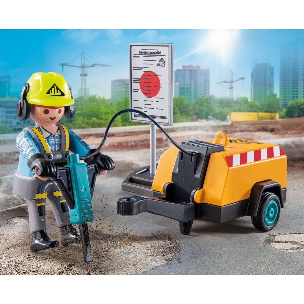 MUNCITOR CU CIOCAN DEMOLATOR PLAYMOBIL - PLAYMOBIL ACTION HEROES  (PM71752)