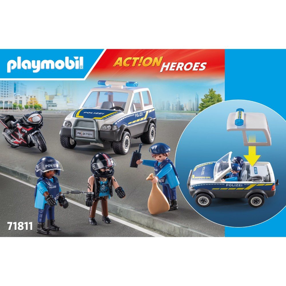 JUCARIE DE ROL POLITISTI IN URMARIREA HOTULUI - PLAYMOBIL ACTION HEROES - POLICE (PM71811)