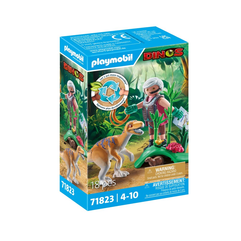 VELOCIRAPTOR SI CERCETATOR PLAYMOBIL - PLAYMOBIL DINOS  (PM71823)