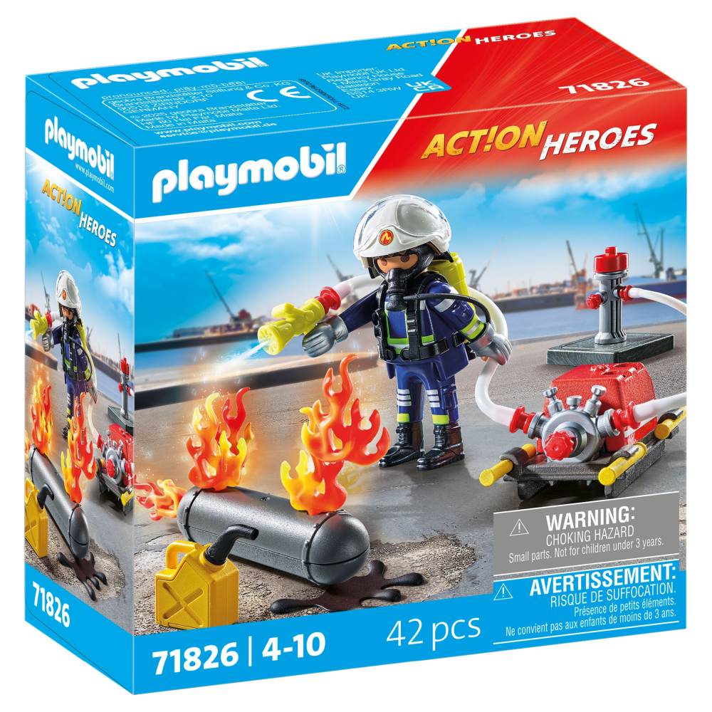 POMPIER PLAYMOBIL CU POMPA DE APA - PLAYMOBIL ACTION HEROES  (PM71826)