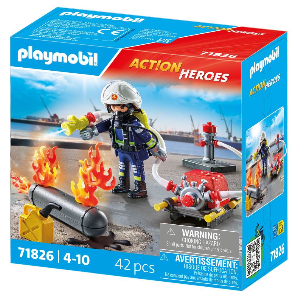 POMPIER PLAYMOBIL CU POMPA DE APA - PLAYMOBIL ACTION HEROES  (PM71826)