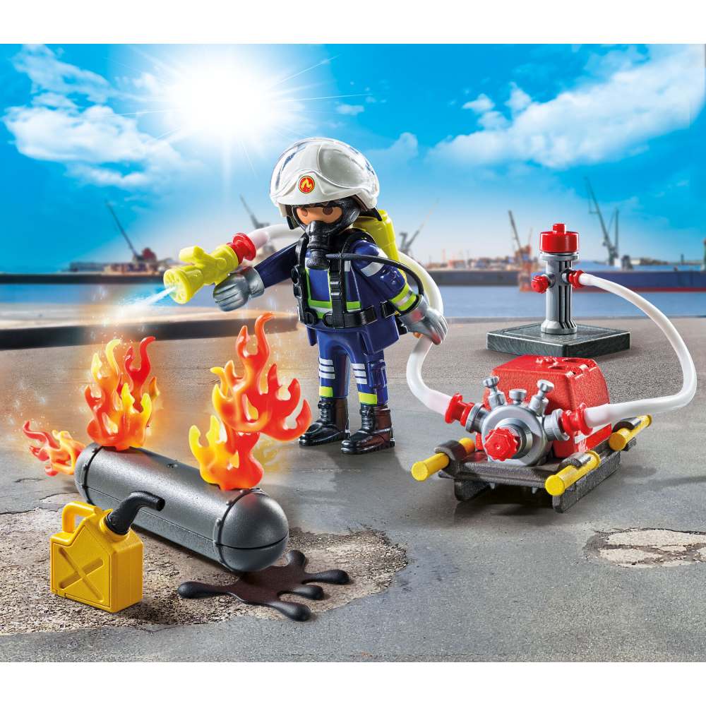 POMPIER PLAYMOBIL CU POMPA DE APA - PLAYMOBIL ACTION HEROES  (PM71826)