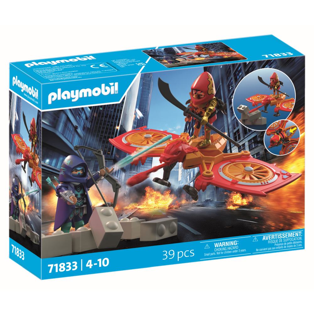 JUCARIE DE ROL LUPTA EROULUI CU DRONA SI MALEFICUL NINJA - PLAYMOBIL ACTION HEROES (PM71833)