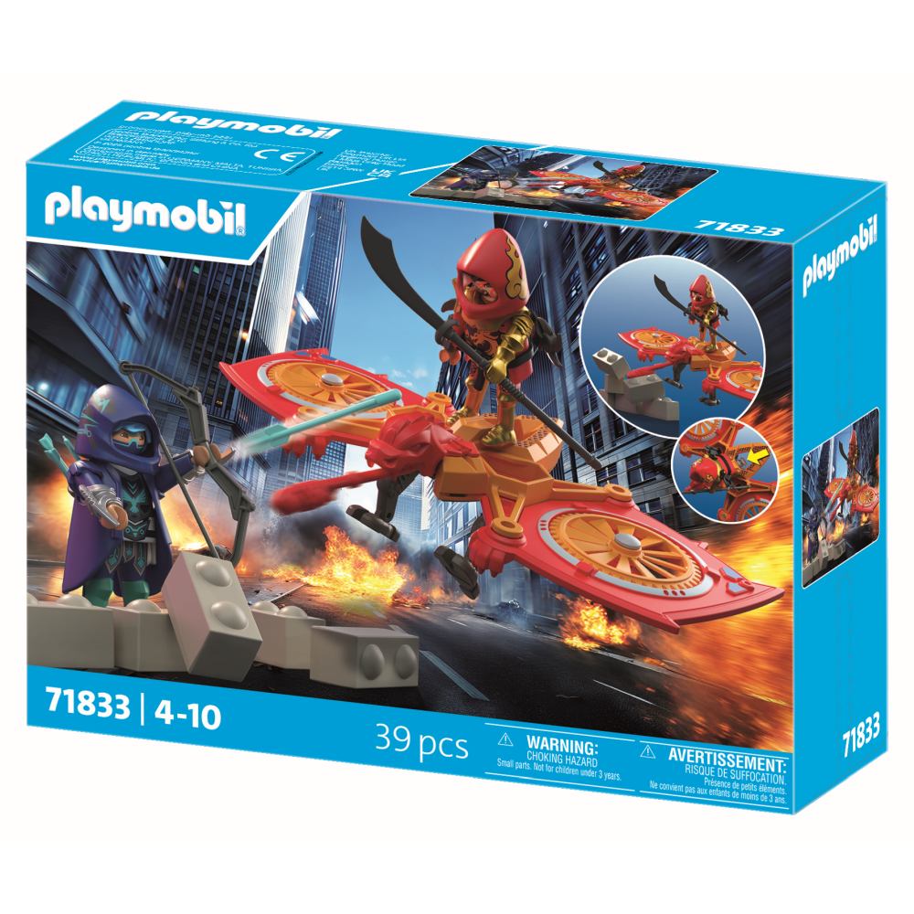 JUCARIE DE ROL LUPTA EROULUI CU DRONA SI MALEFICUL NINJA - PLAYMOBIL ACTION HEROES (PM71833)