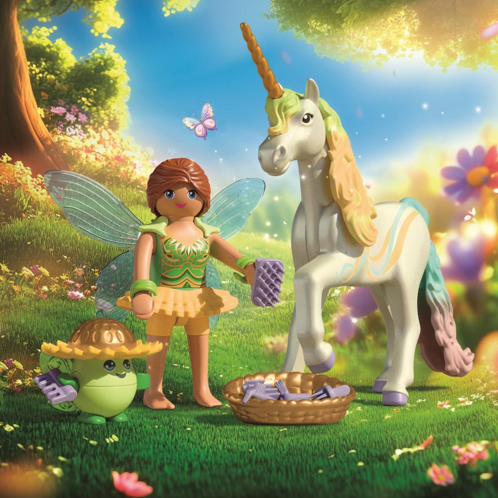 JUCARIE DE ROL FIGURINA DE COLECTIE UNICORNUL RAINBOW FLOWER SI ZANA - PLAYMOBIL FAIRIES (PM71840)