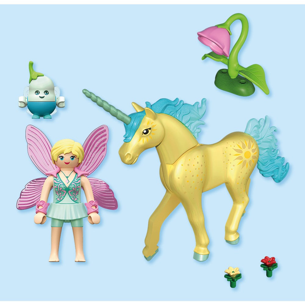 JUCARIE DE ROL FIGURINA DE COLECTIE UNICORNUL SUNSHINE BLOSSOM SI ZANA - PLAYMOBIL FAIRIES (PM71842)