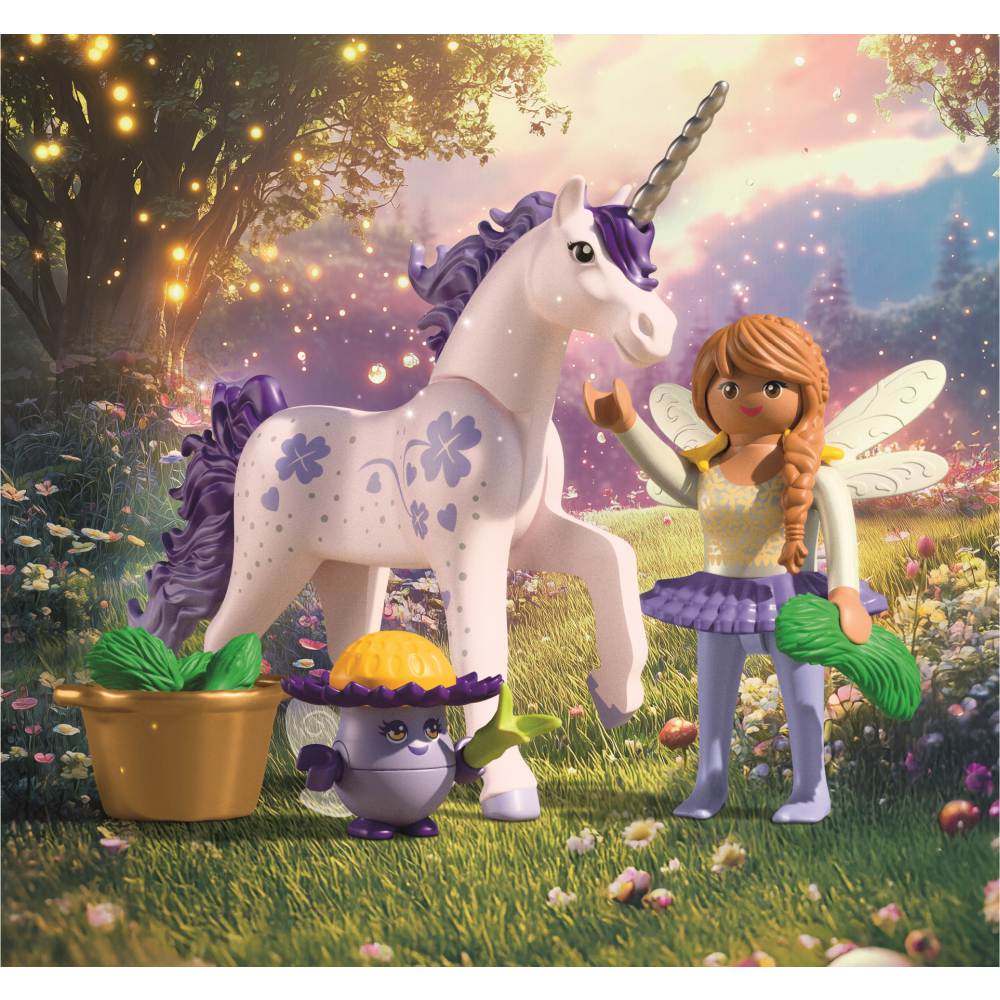 JUCARIE DE ROL FIGURINA DE COLECTIE UNICORNUL LUCKY LAVENDER SI ZANA - PLAYMOBIL FAIRIES (PM71843)