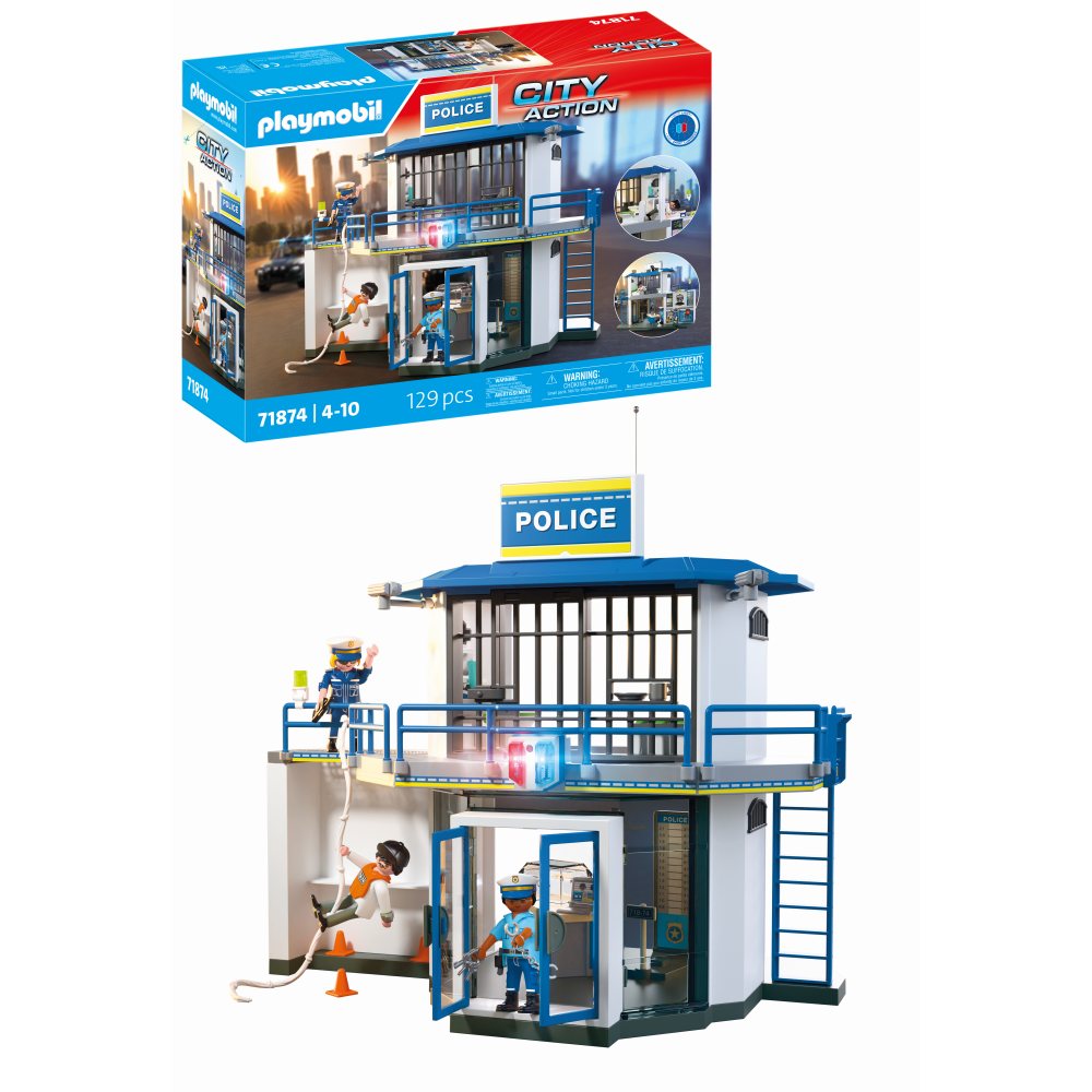 JUCARIE DE ROL STATIE DE POLITIE CU SALA DE INTEROGATORIU - PLAYMOBIL ACTION HEROES (PM71874)