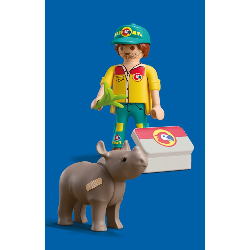 SET 2 FIGURINE INGRIJITOR CU RINOCER - PLAYMOBIL (PM72025)