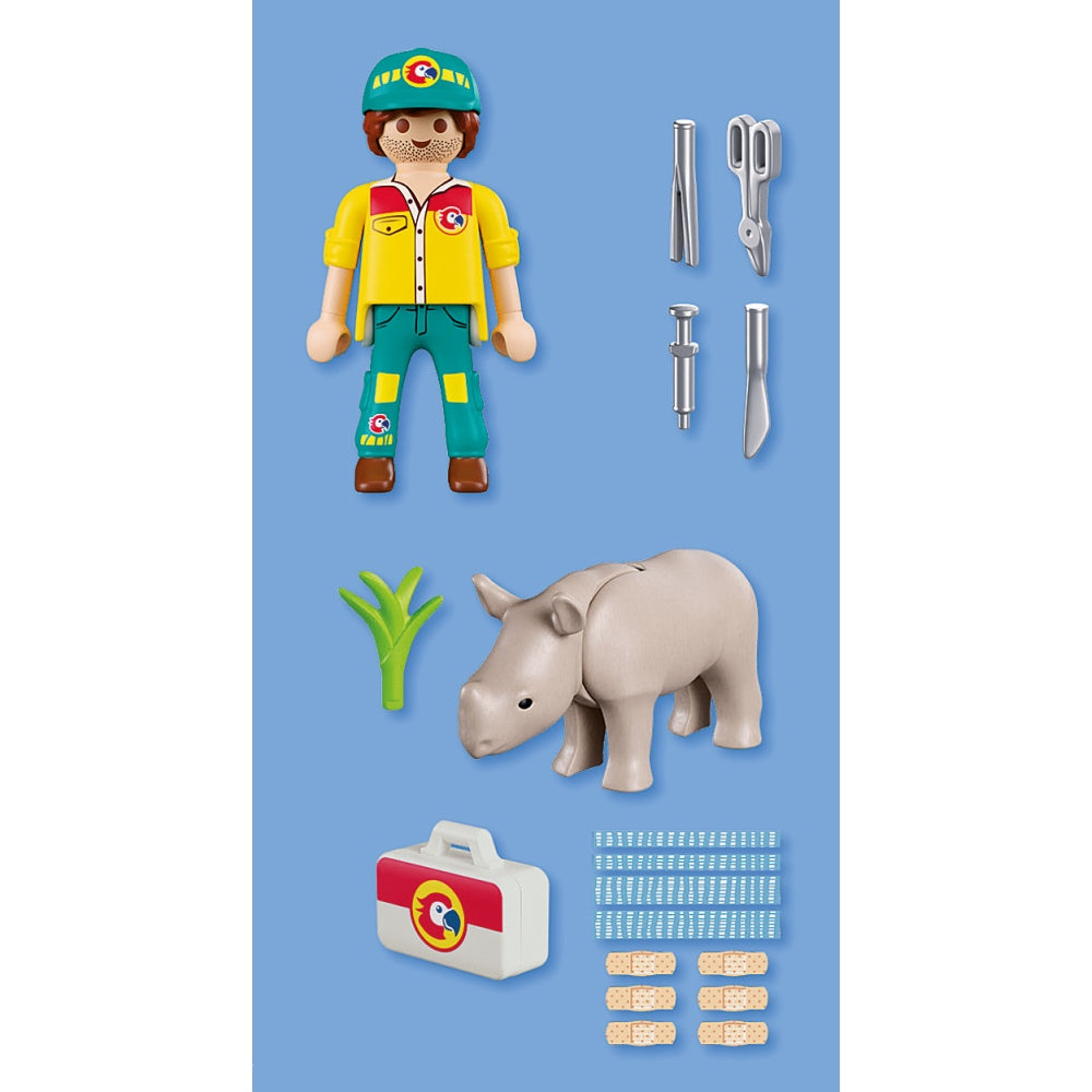 SET 2 FIGURINE INGRIJITOR CU RINOCER - PLAYMOBIL (PM72025)