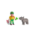 SET 2 FIGURINE INGRIJITOR CU RINOCER - PLAYMOBIL (PM72025)
