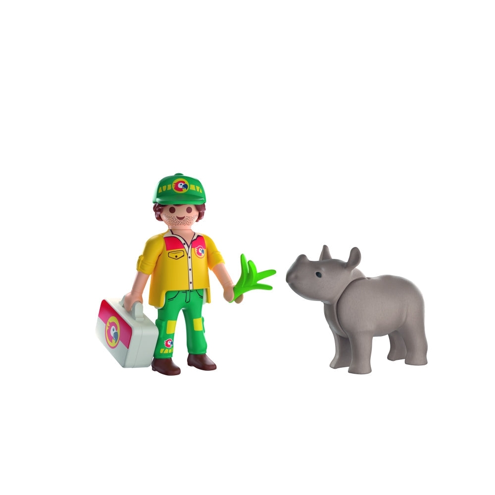 SET 2 FIGURINE INGRIJITOR CU RINOCER - PLAYMOBIL (PM72025)