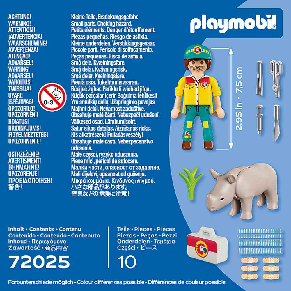 SET 2 FIGURINE INGRIJITOR CU RINOCER - PLAYMOBIL (PM72025)