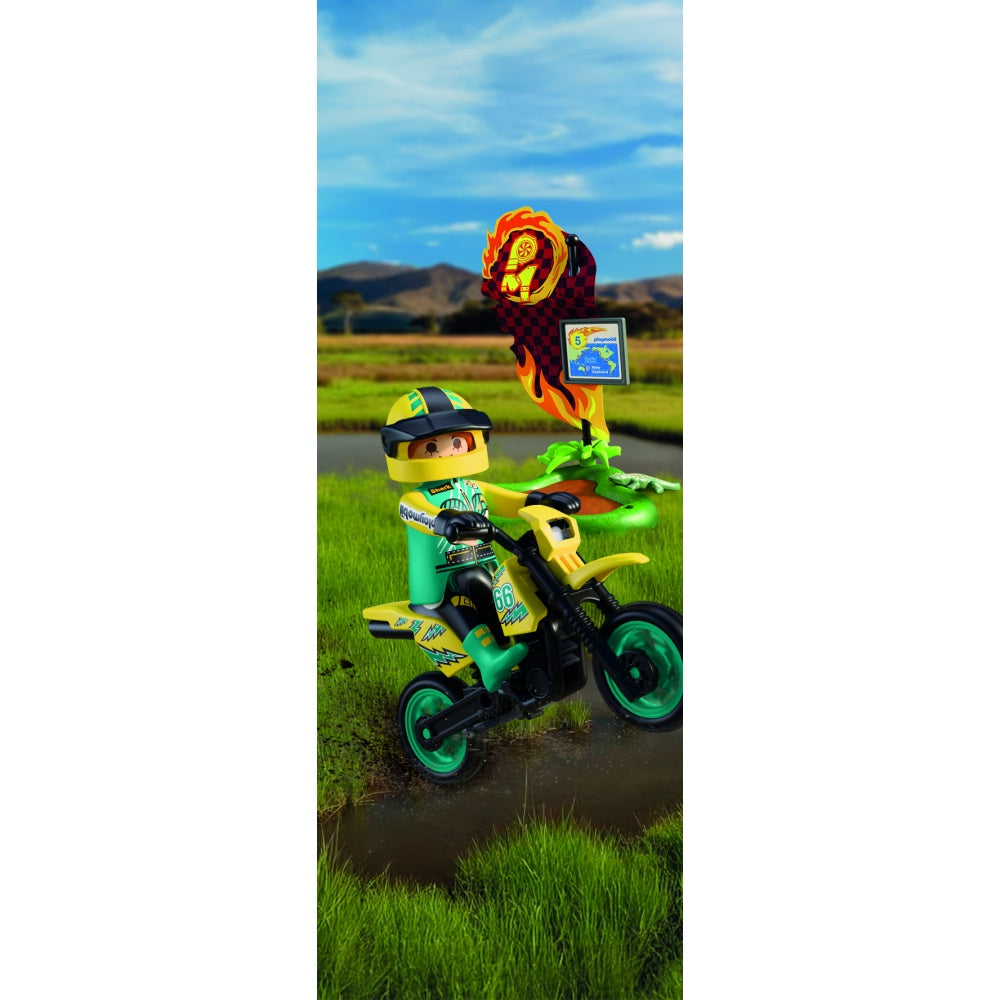 MOTOCICLETA OFF ROAD PENTRU AVENTURA SI EXPLORARE - PLAYMOBIL CARS COLLECTION - OFFROAD (PM72065)