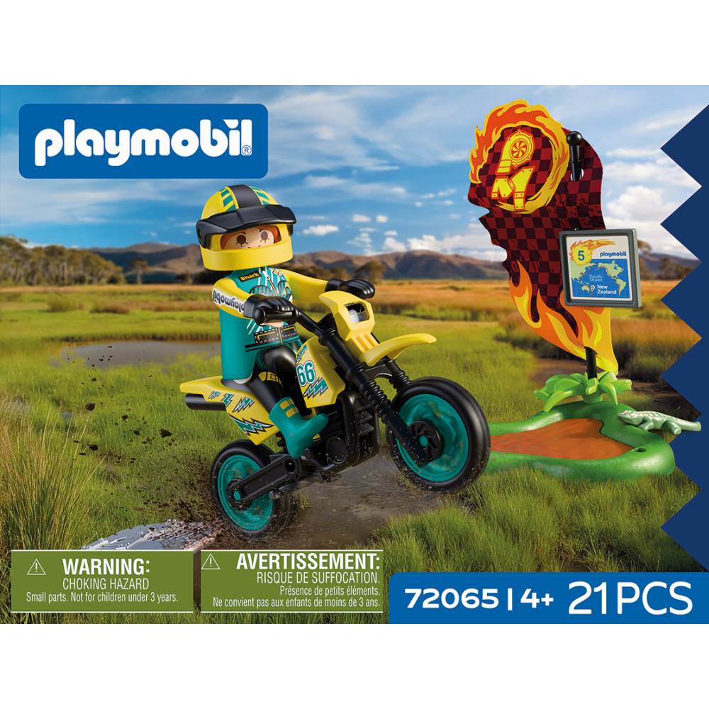 MOTOCICLETA OFF ROAD PENTRU AVENTURA SI EXPLORARE - PLAYMOBIL CARS COLLECTION - OFFROAD (PM72065)