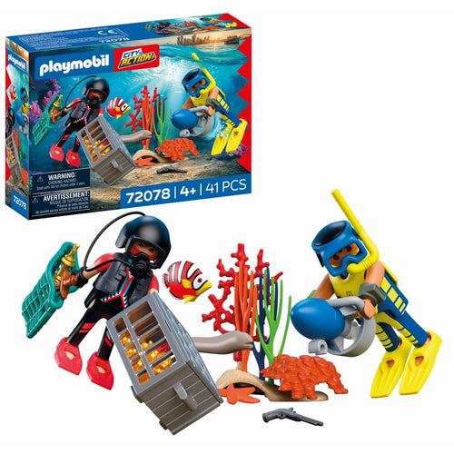 Jucarie de rol Playmobil Scafandri politist si hot cu comoara