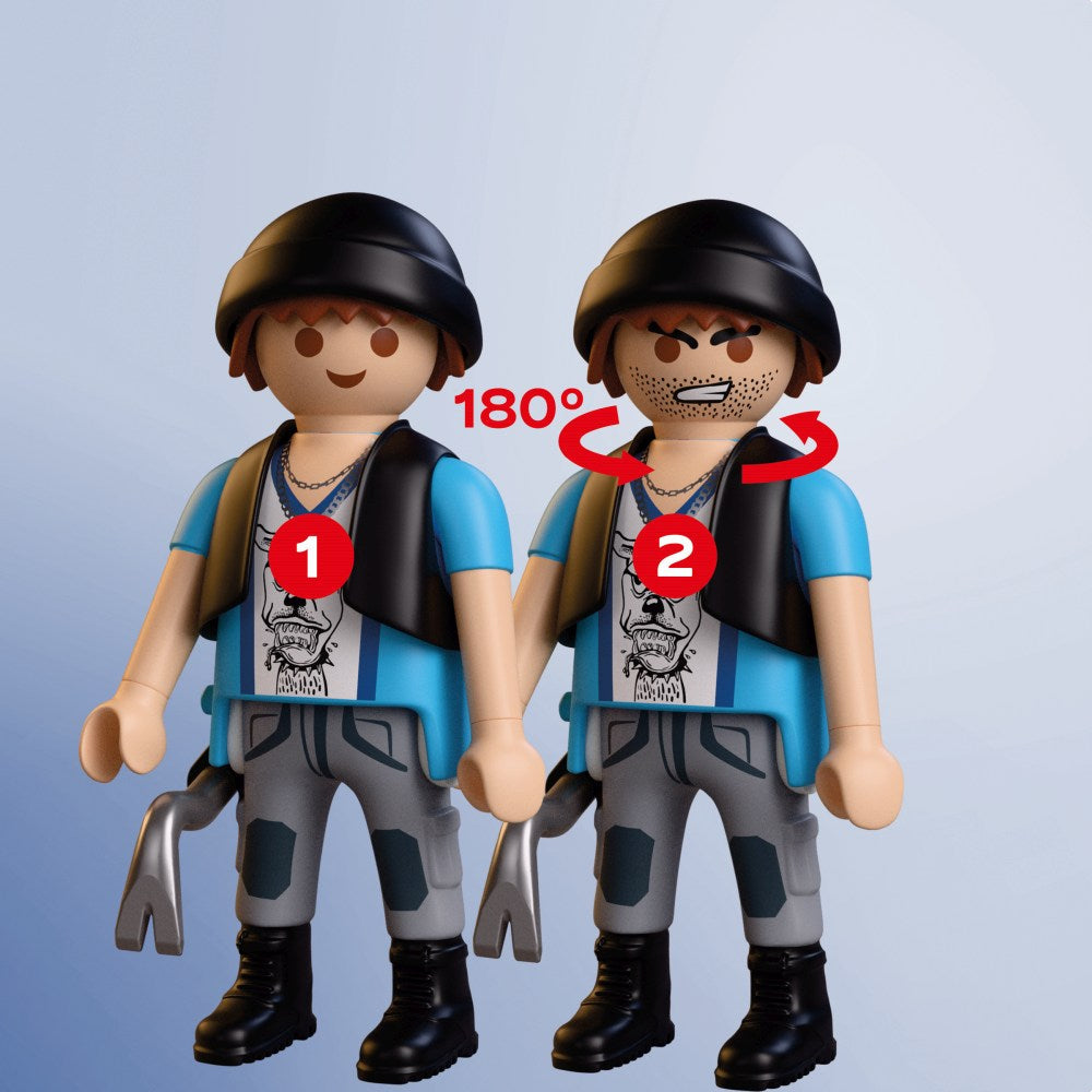 JUCARIE DE ROL POLITIST CU MOTOCICLETA IN URMARIREA HOTULUI - PLAYMOBIL (PM72079)