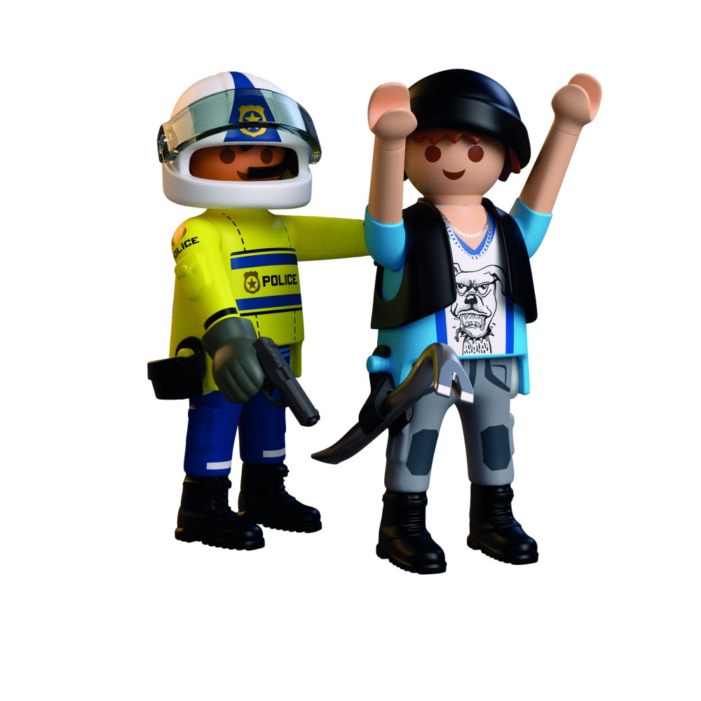 JUCARIE DE ROL POLITIST CU MOTOCICLETA IN URMARIREA HOTULUI - PLAYMOBIL (PM72079)